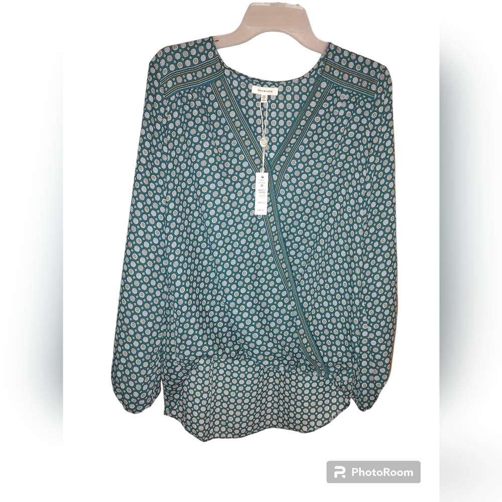 Max Studio Crepe Blouse With Surplice Front Size M